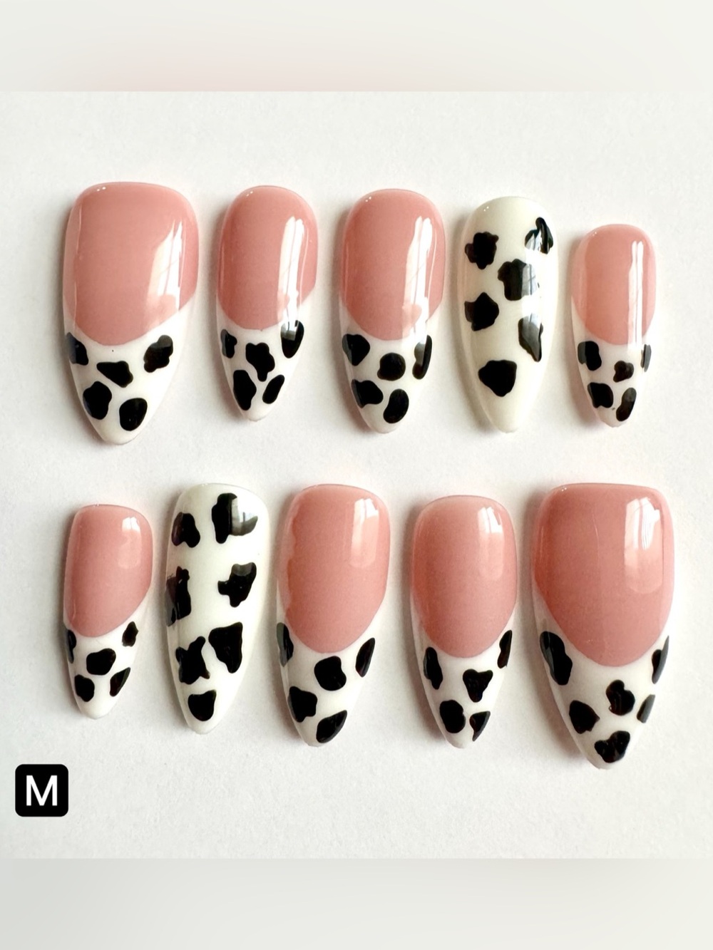 Nude Pink & White Dalmatian Print Press-On Nails